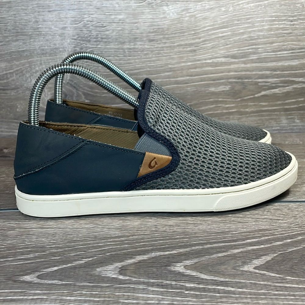 Olukai Pehuea Slip On Gray Women’s Size 7.5 Mesh Collapsible Heel Sneakers